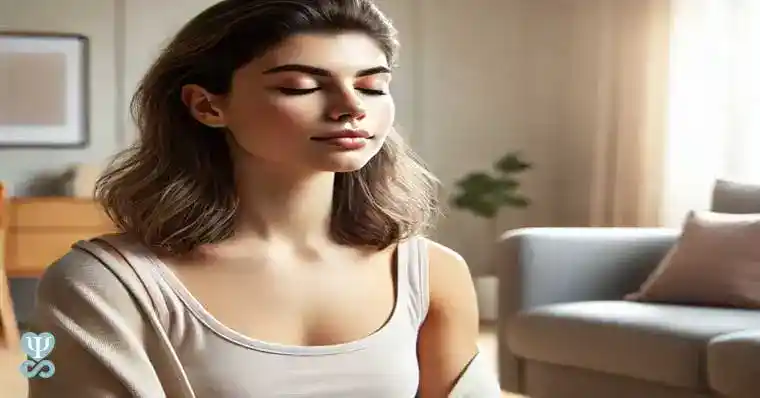 Mujer practicando técnicas de respiración para controlar los celos