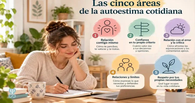 Las cinco áreas de la autoestima cotidiana: aprende a comprender cómo te relacionas contigo mismo